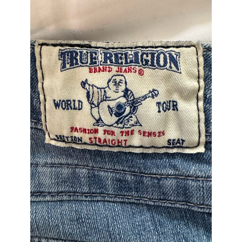 True Religion Silver Decorated Logo Pockets Straight Sz 27 Y2K Womens - Picture 7 of 9